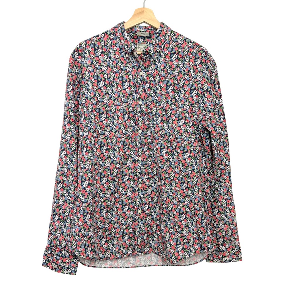 J.Crew Secret Wash Slim Stretch Floral Button Down Shirt Large Multi-Color